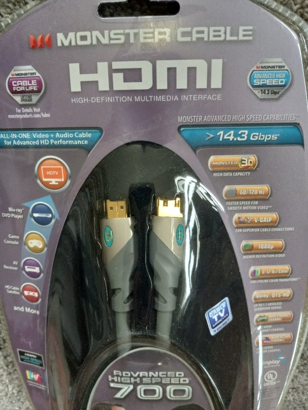 Monster Cable New in Package Cable HDMI 4ft 700